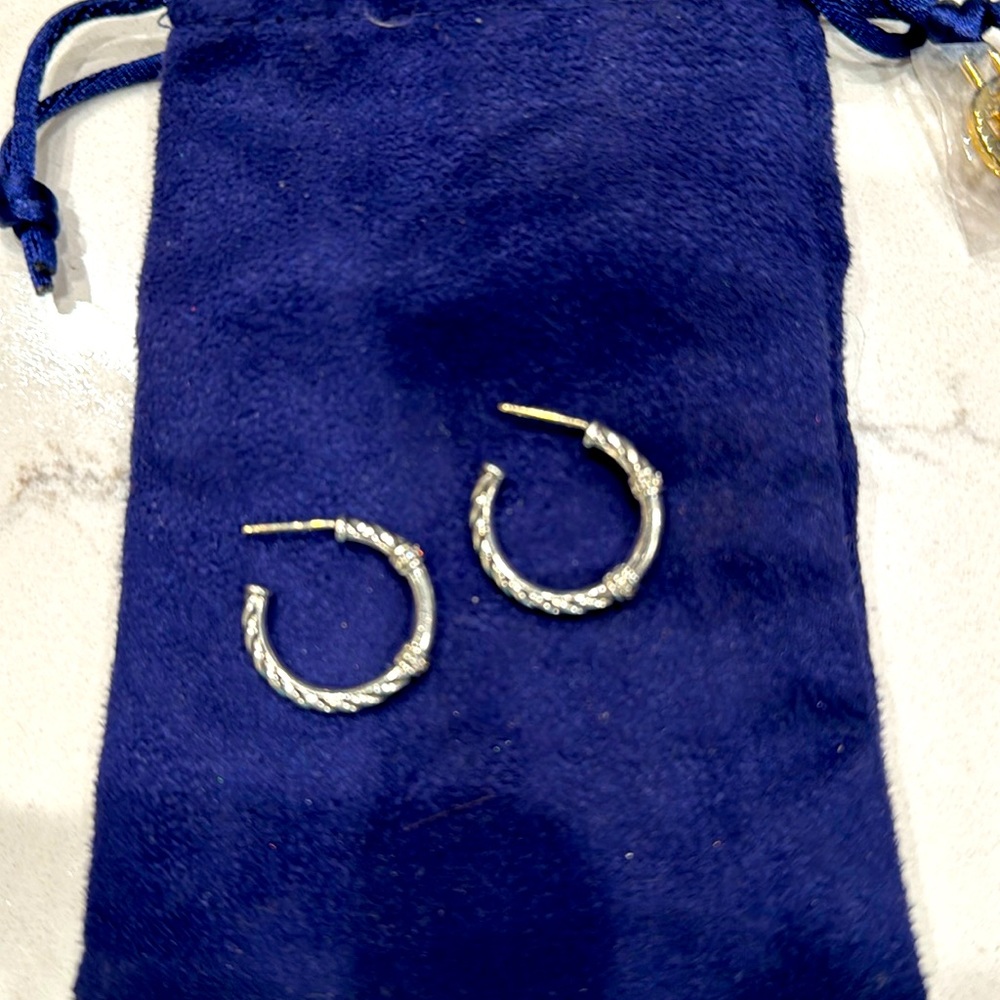 David Yurman hoop earrings with pave diamonds